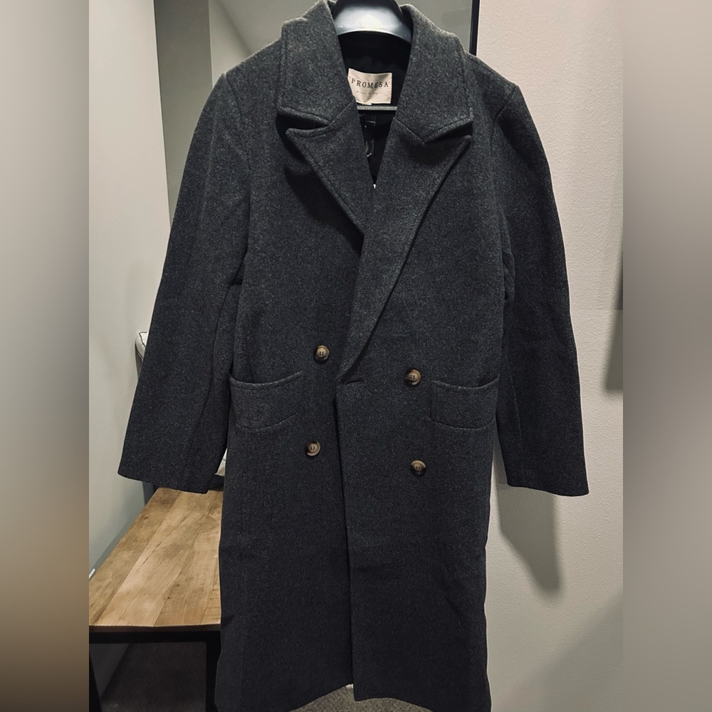 NWT Women’s Charcoal Gray Size Small Double-Breasted Coat